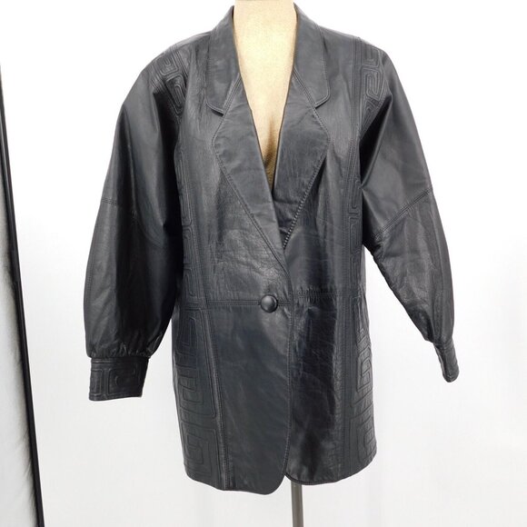 Im Soo Kim Jackets & Blazers - Black Korean Branded Im Soo Kim Women 1 Button Leather Jacket Coat FLAW NO SIZE